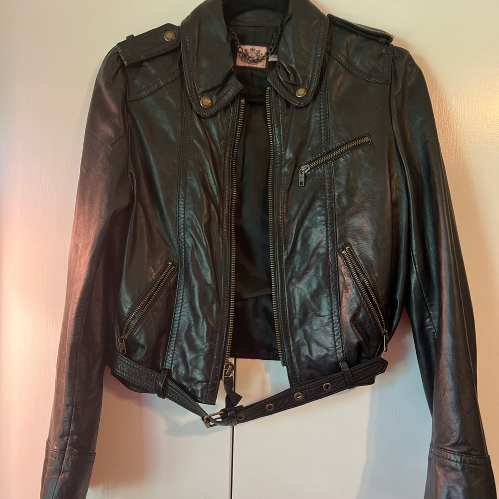 Juicy Couture Black Leather Motorcycle Jacket